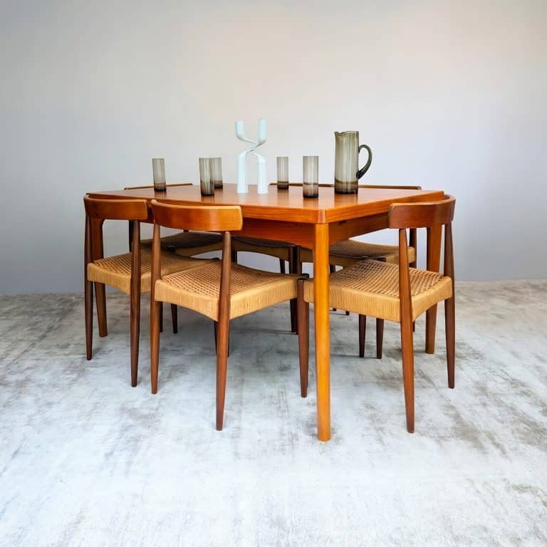Danish Teak Draw Leaf Dining Table by Henning Kjærnulf for Vejle Stole og Møbelfabrik