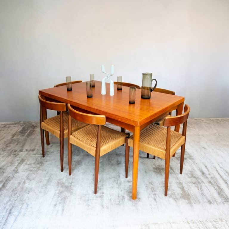 Danish Teak Draw Leaf Dining Table by Henning Kjærnulf for Vejle Stole og Møbelfabrik