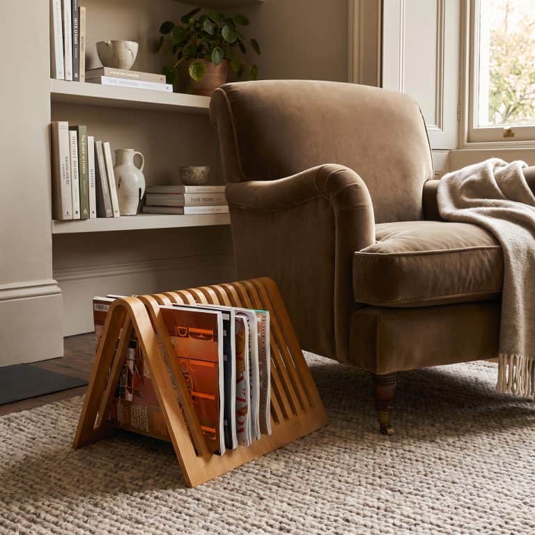 Vintage Bent Wood Magazine Rack / Vinyl Record Storage by Habitat c.1980