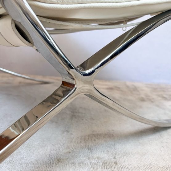 Vintage White Barcelona Chair & Stool