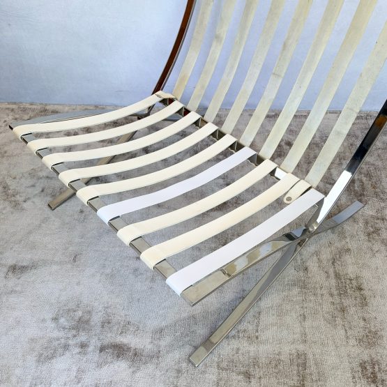 Vintage White Barcelona Chair & Stool