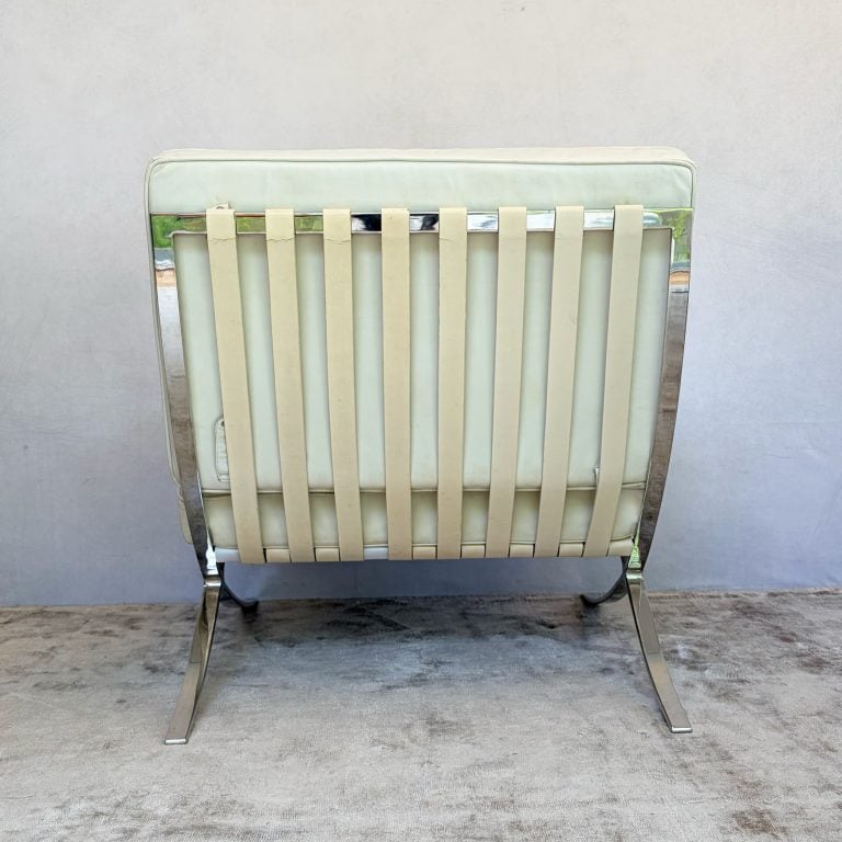 Vintage White Barcelona Chair & Stool