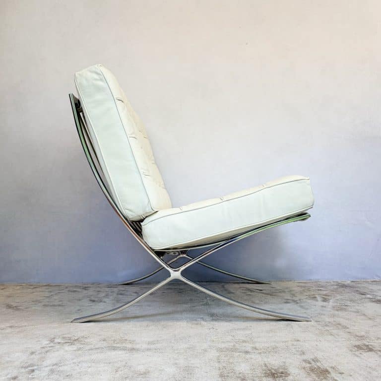 Vintage White Barcelona Chair & Stool