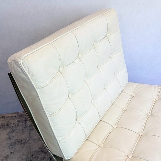 Vintage White Barcelona Chair & Stool