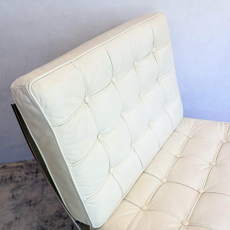 Vintage White Barcelona Chair & Stool