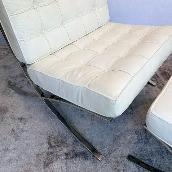 Vintage White Barcelona Chair & Stool