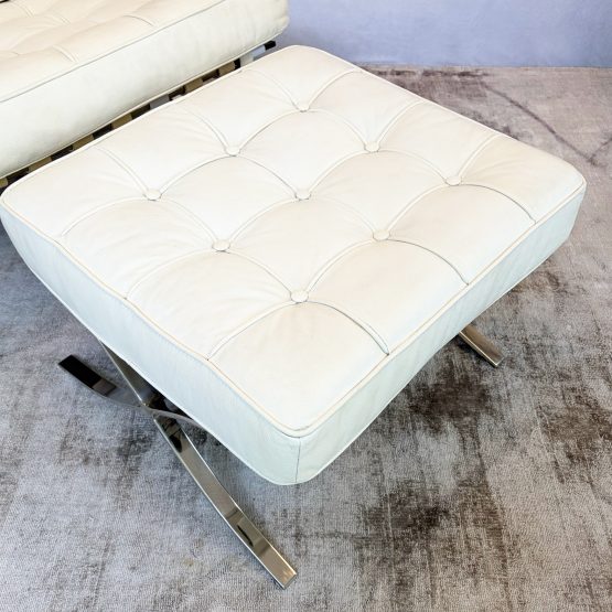 Vintage White Barcelona Chair & Stool