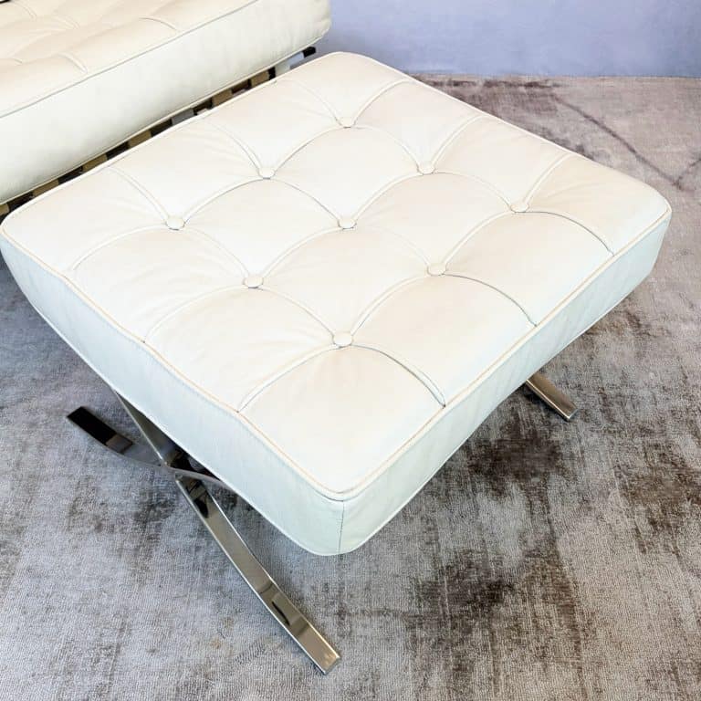 Vintage White Barcelona Chair & Stool