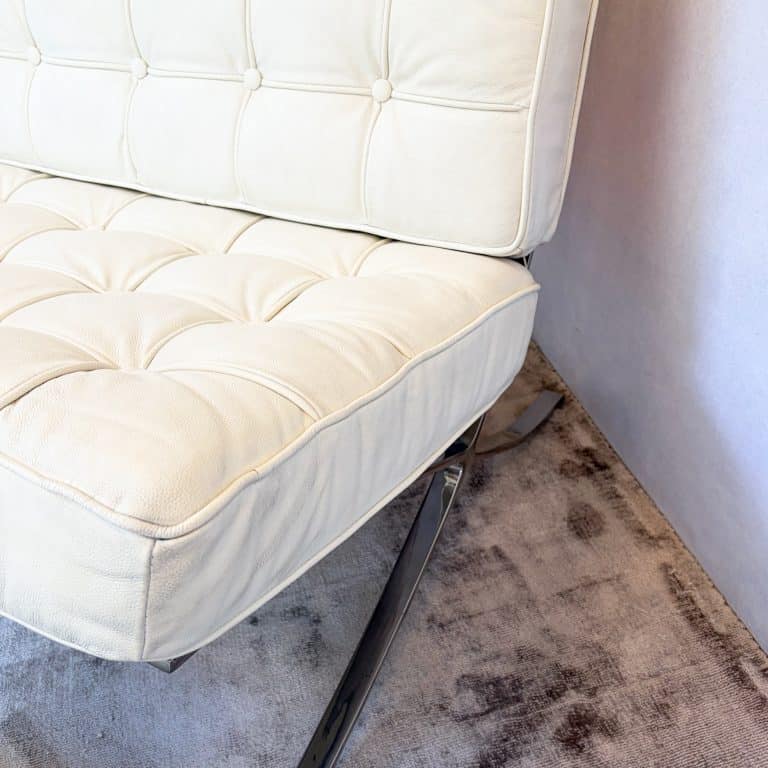 Vintage White Barcelona Chair & Stool