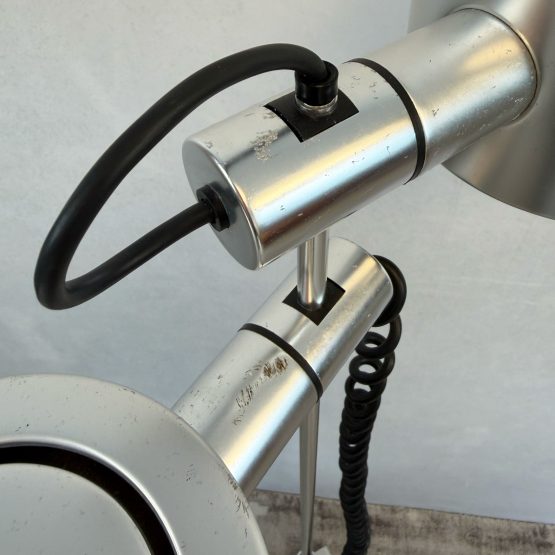 Mid Century Adjustable Chrome Floor Lamp by Ronald Holmes for Conelight