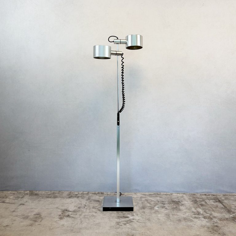 Mid Century Adjustable Chrome Floor Lamp by Ronald Holmes for Conelight