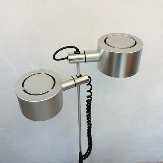Mid Century Adjustable Chrome Floor Lamp by Ronald Holmes for Conelight