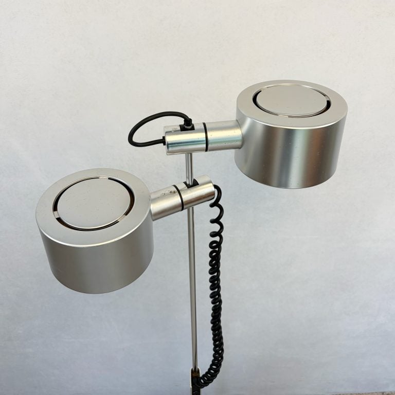 Mid Century Adjustable Chrome Floor Lamp by Ronald Holmes for Conelight
