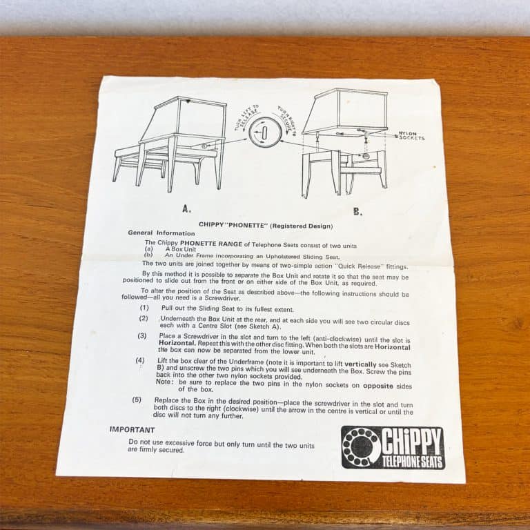 Mid Century "Phonette" Telephone Table / Hall Seat by Chippy Heath