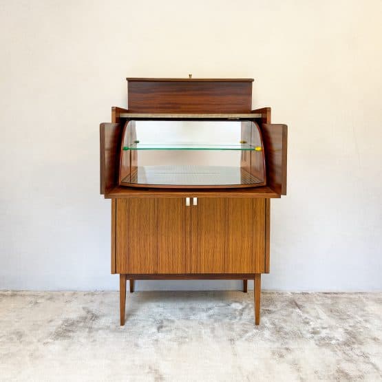Mid Century Walnut Metamorphic Cocktail Cabinet c.1950s
