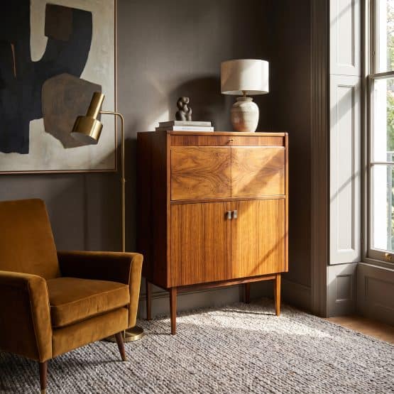Mid Century Walnut Metamorphic Cocktail Cabinet c.1950s