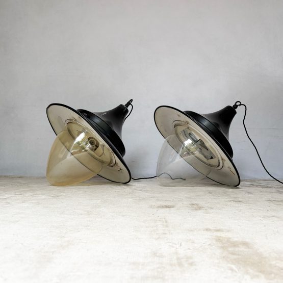 Pair of Large Vintage Industrial Outdoor Pendant Lights by D.W. Windsor