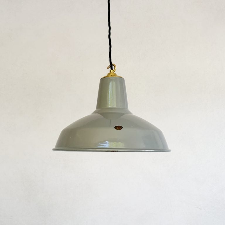 Vintage Industrial Grey Enamel Factory Ceiling Light c.1950s