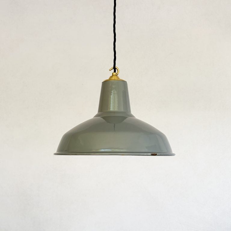 Vintage Industrial Grey Enamel Factory Ceiling Light c.1950s