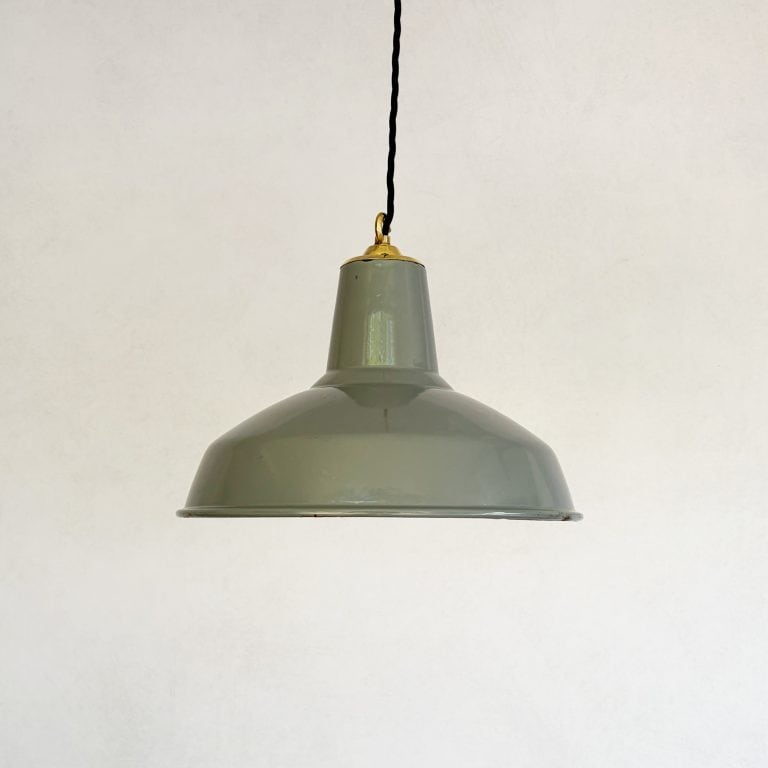 Vintage Industrial Grey Enamel Factory Ceiling Light c.1950s