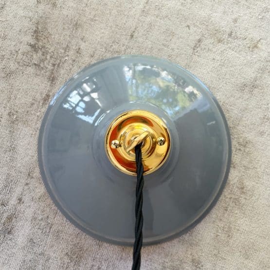 Vintage Industrial Grey Enamel Factory Ceiling Light c.1950s