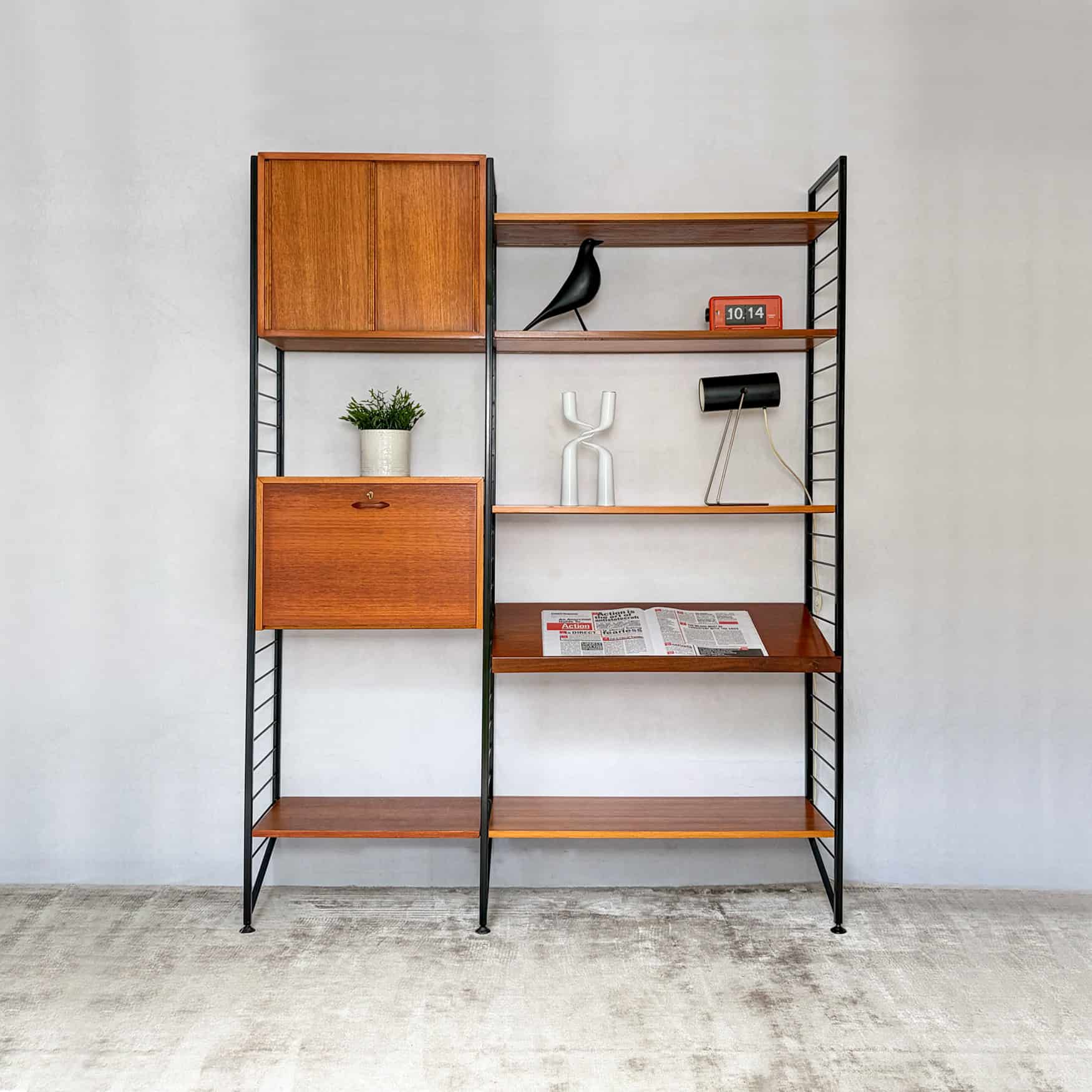Mid Century Ladderax Modular Shelving Unit By Staples 2 Bay