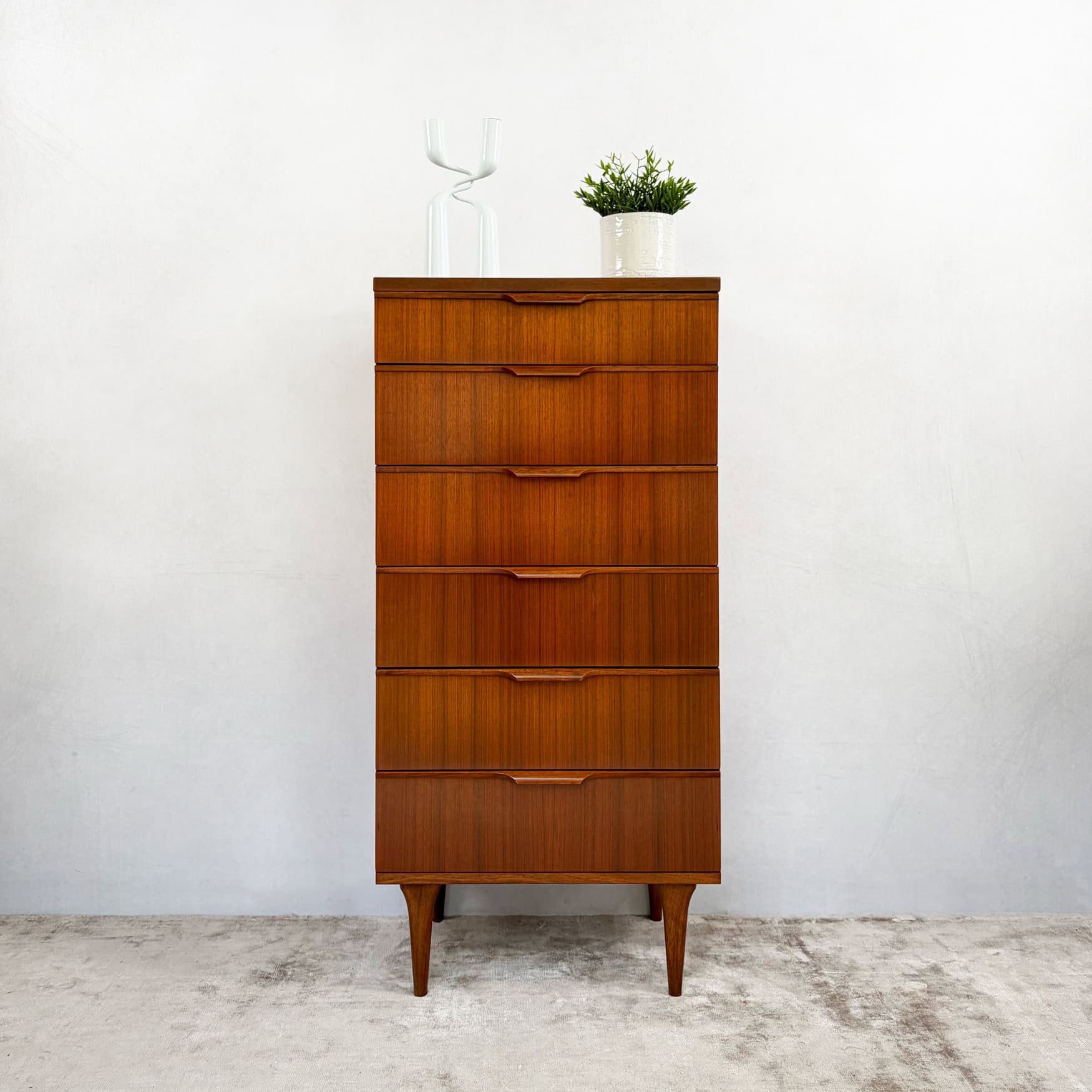 Mid Century Teak Tallboy Chest of Drawers by Austinsuite c1960s