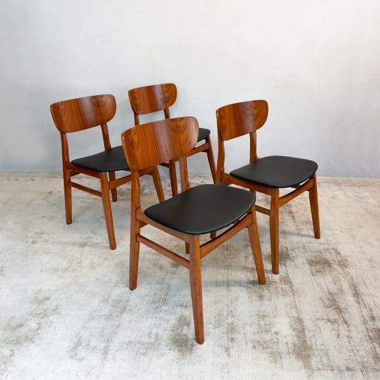 Set of Four Mid Century Teak Dining Chairs