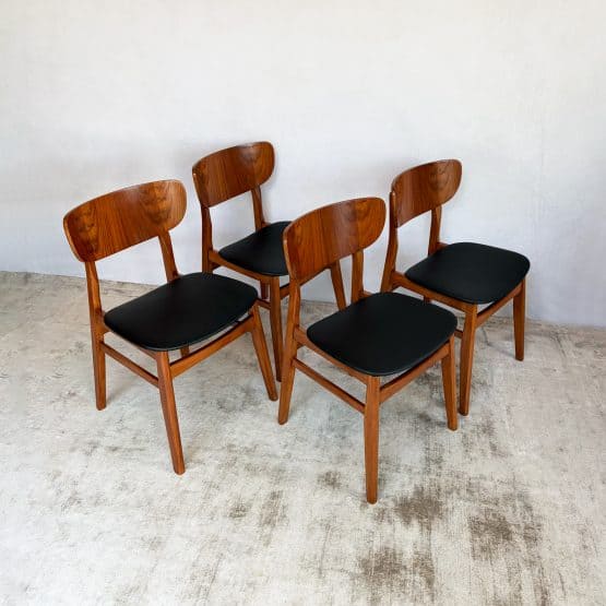 Set of Four Mid Century Teak Dining Chairs