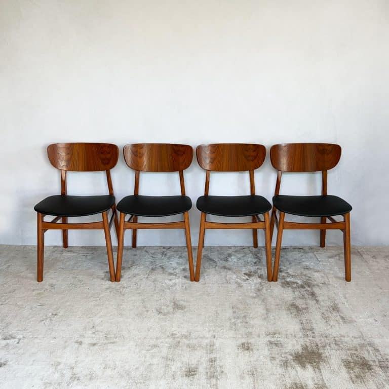 Set of Four Mid Century Teak Dining Chairs