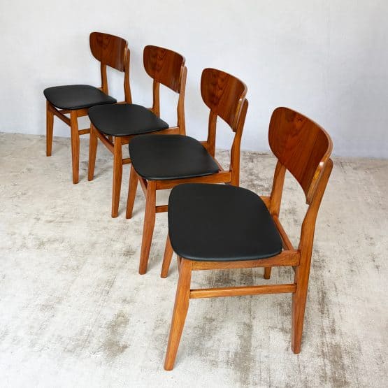 Set of Four Mid Century Teak Dining Chairs