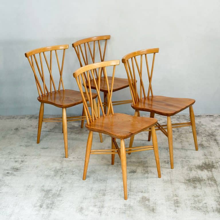 Set of Four Vintage Candlestick Chiltern Chairs by Ercol