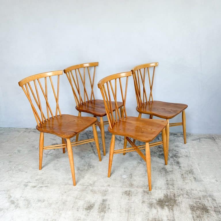 Set of Four Vintage Candlestick Chiltern Chairs by Ercol