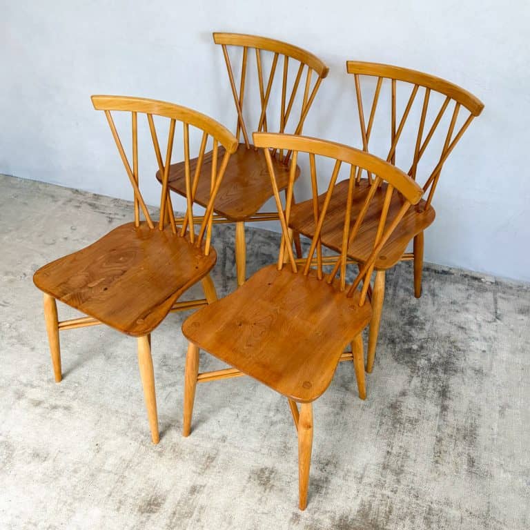 Set of Four Vintage Candlestick Chiltern Chairs by Ercol