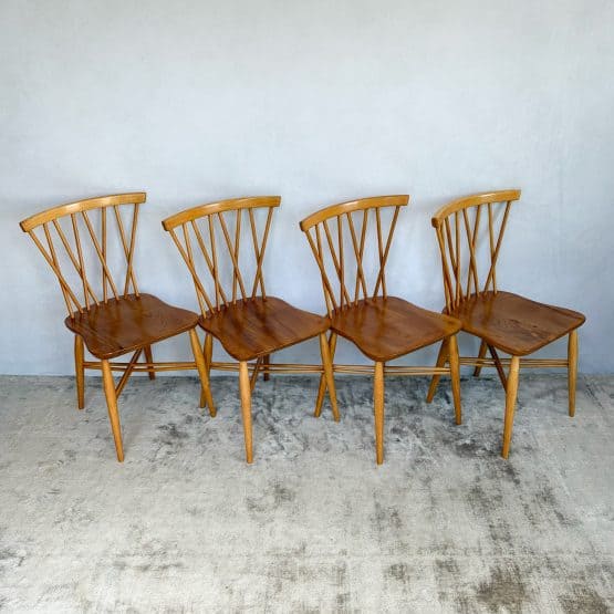 Set of Four Vintage Candlestick Chiltern Chairs by Ercol