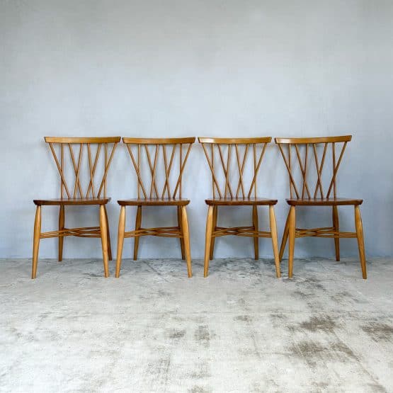 Set of Four Vintage Candlestick Chiltern Chairs by Ercol