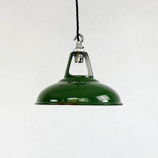 Vintage Industrial Green Enamel Pendant Lamp by Coolicon