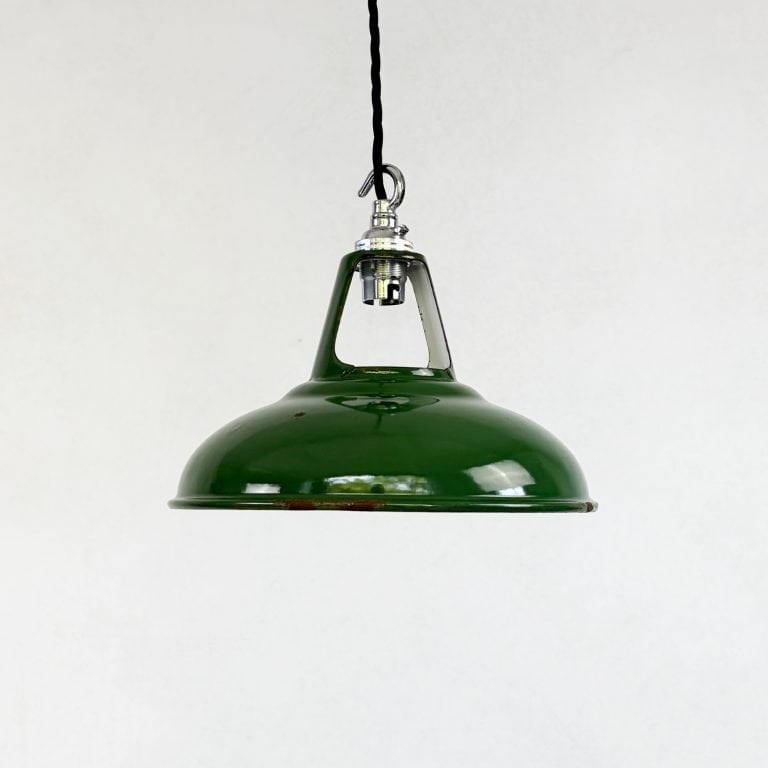Vintage Industrial Green Enamel Pendant Lamp by Coolicon