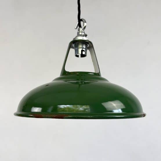 Vintage Industrial Green Enamel Pendant Lamp by Coolicon