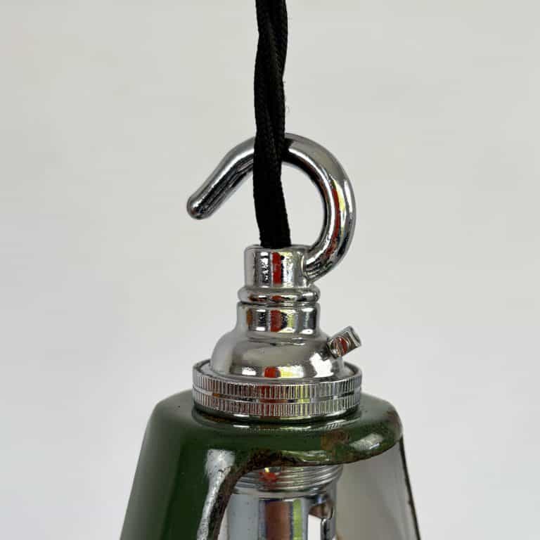 Vintage Industrial Green Enamel Pendant Lamp by Coolicon