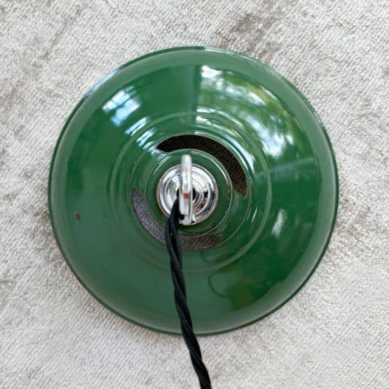 Vintage Industrial Green Enamel Pendant Lamp by Coolicon
