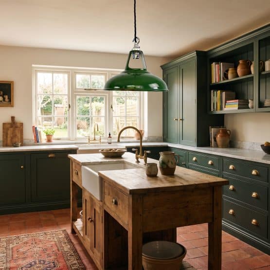 Vintage Industrial Green Enamel Pendant Lamp by Coolicon