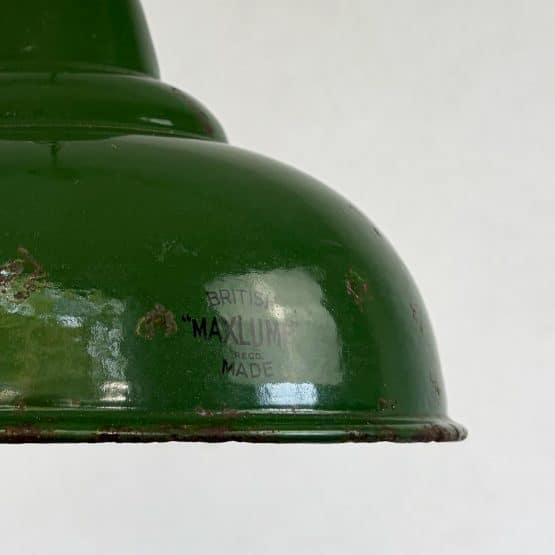 Vintage Industrial Green Enamel Pendant Lamp by Maxlume