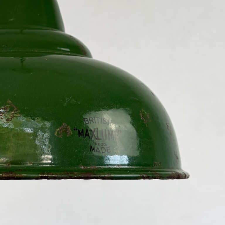 Vintage Industrial Green Enamel Pendant Lamp by Maxlume