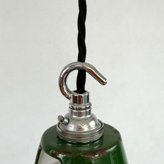 Vintage Industrial Green Enamel Pendant Lamp by Maxlume