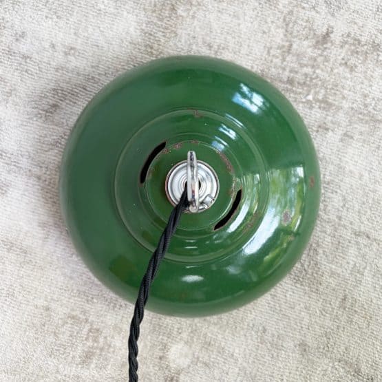 Vintage Industrial Green Enamel Pendant Lamp by Maxlume
