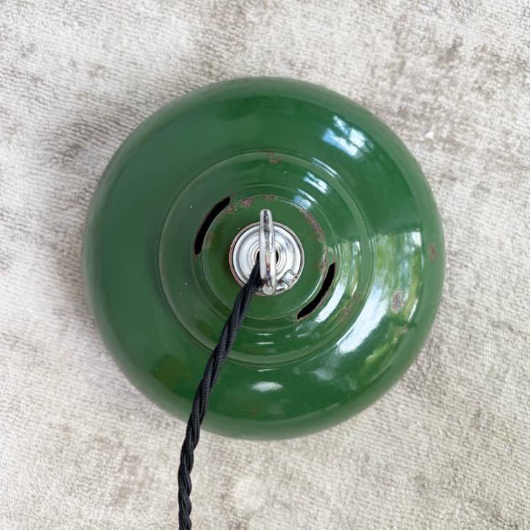 Vintage Industrial Green Enamel Pendant Lamp by Maxlume