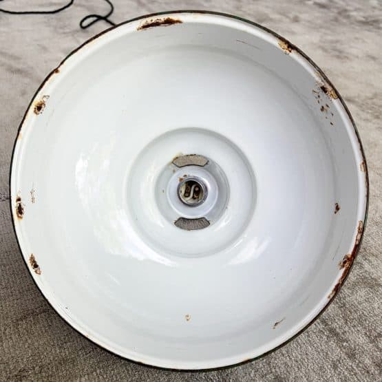 Vintage Industrial Green Enamel Pendant Lamp by Maxlume