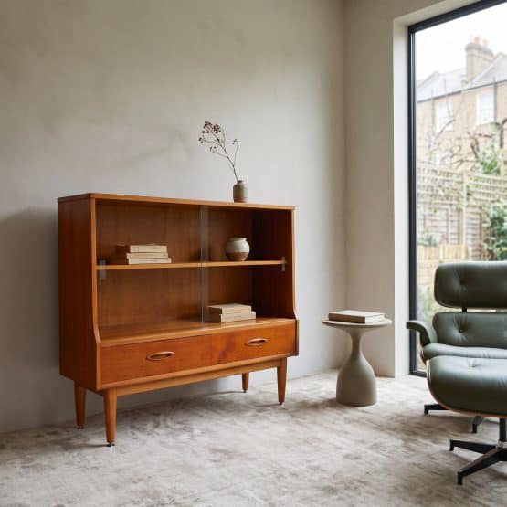 Mid Century Teak Glazed Bookcase & Display Cabinet by Jentique